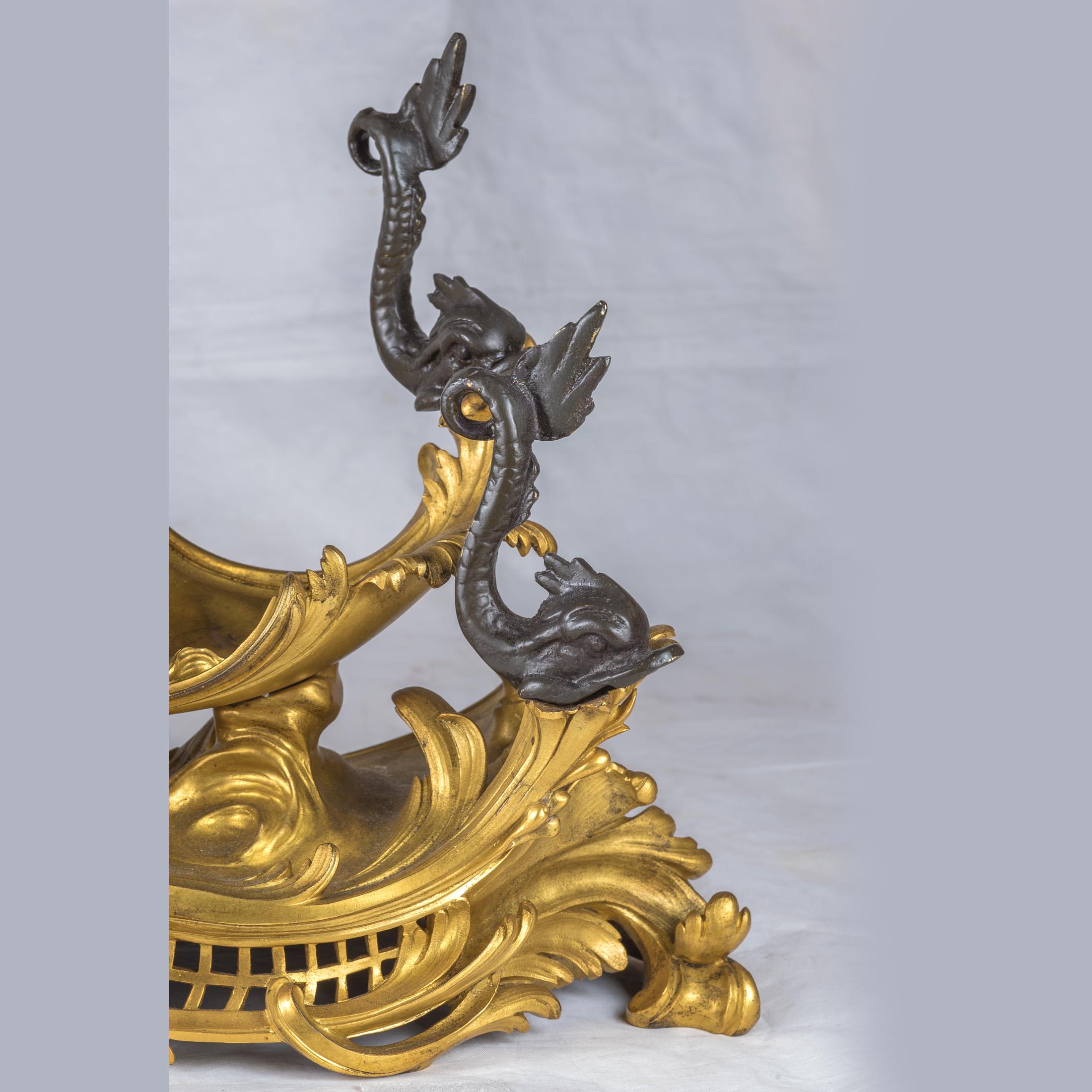 Bronze French Ormolu Figural Mantel Clock Depicting Amphitrite's Chariot For Sale
