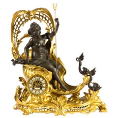 Antique French Ormolu Figural Mantel Clock Depicting Amphitrite's Chariot