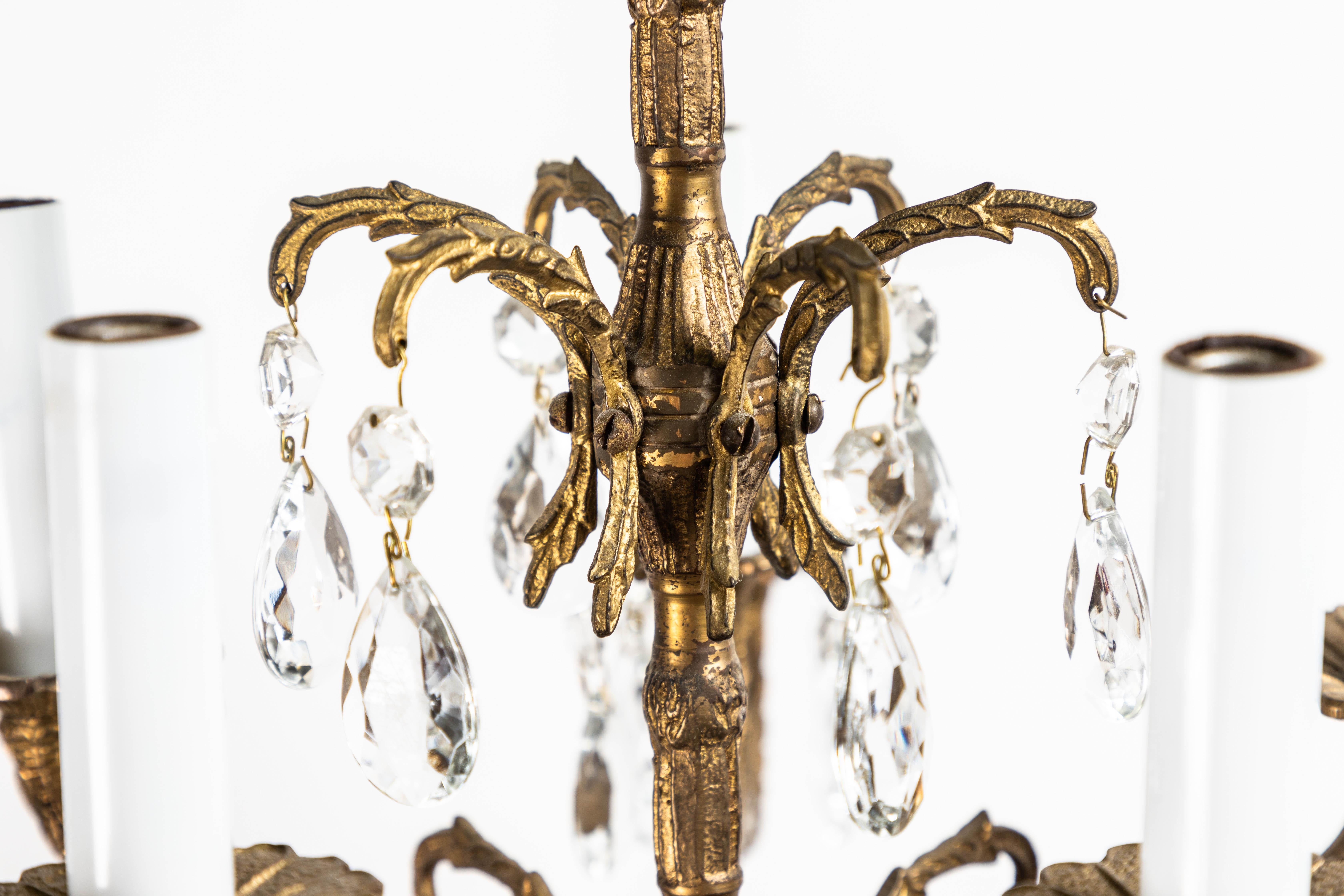 Kronleuchter aus vergoldeter Bronze und Kristall in Goldbronze (Belle Époque) im Angebot