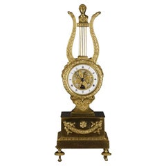 Antique French Ormolu Lyre Mantel Clock