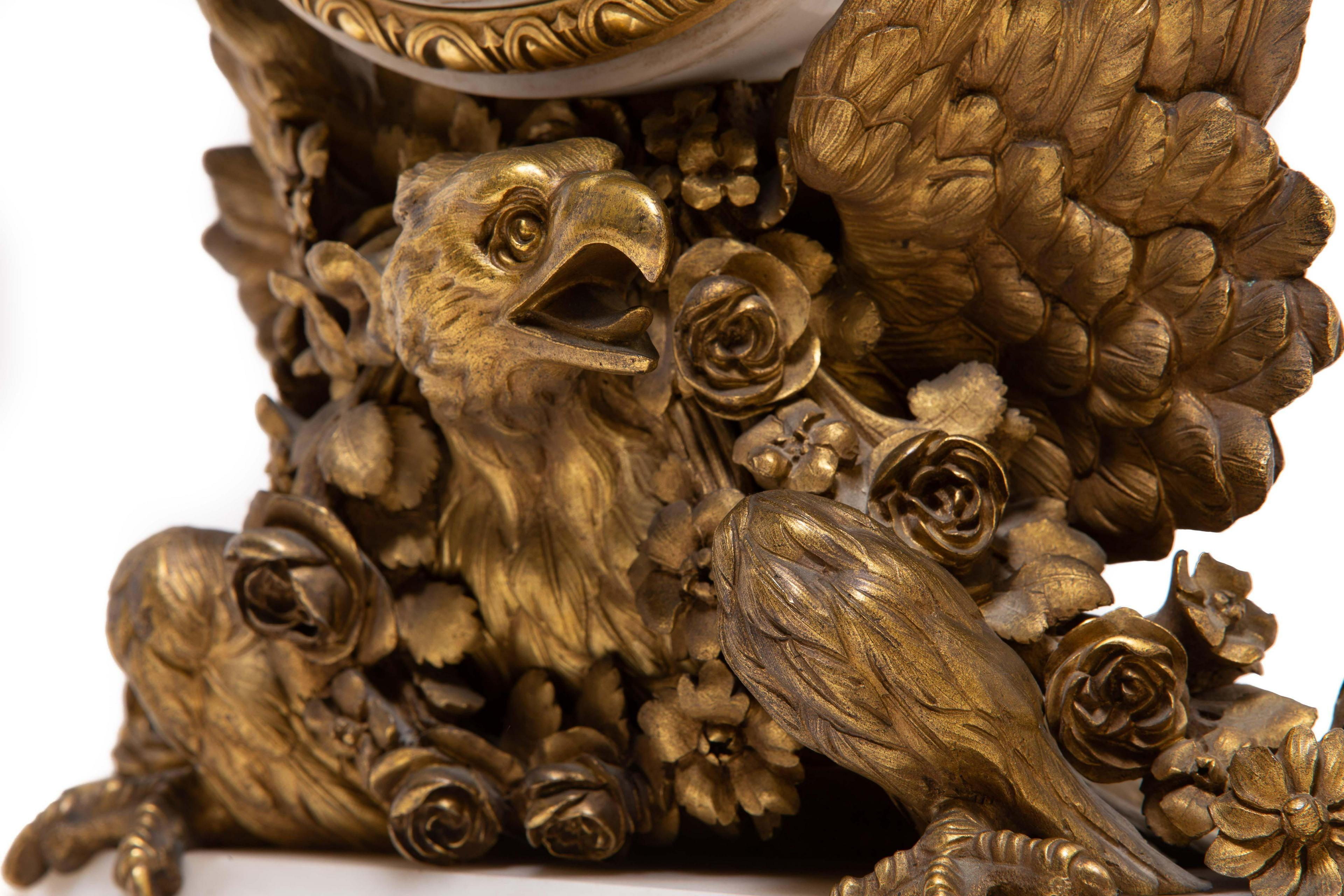 French Ormolu Marble Mantel Clock, 19th Century For Sale 2