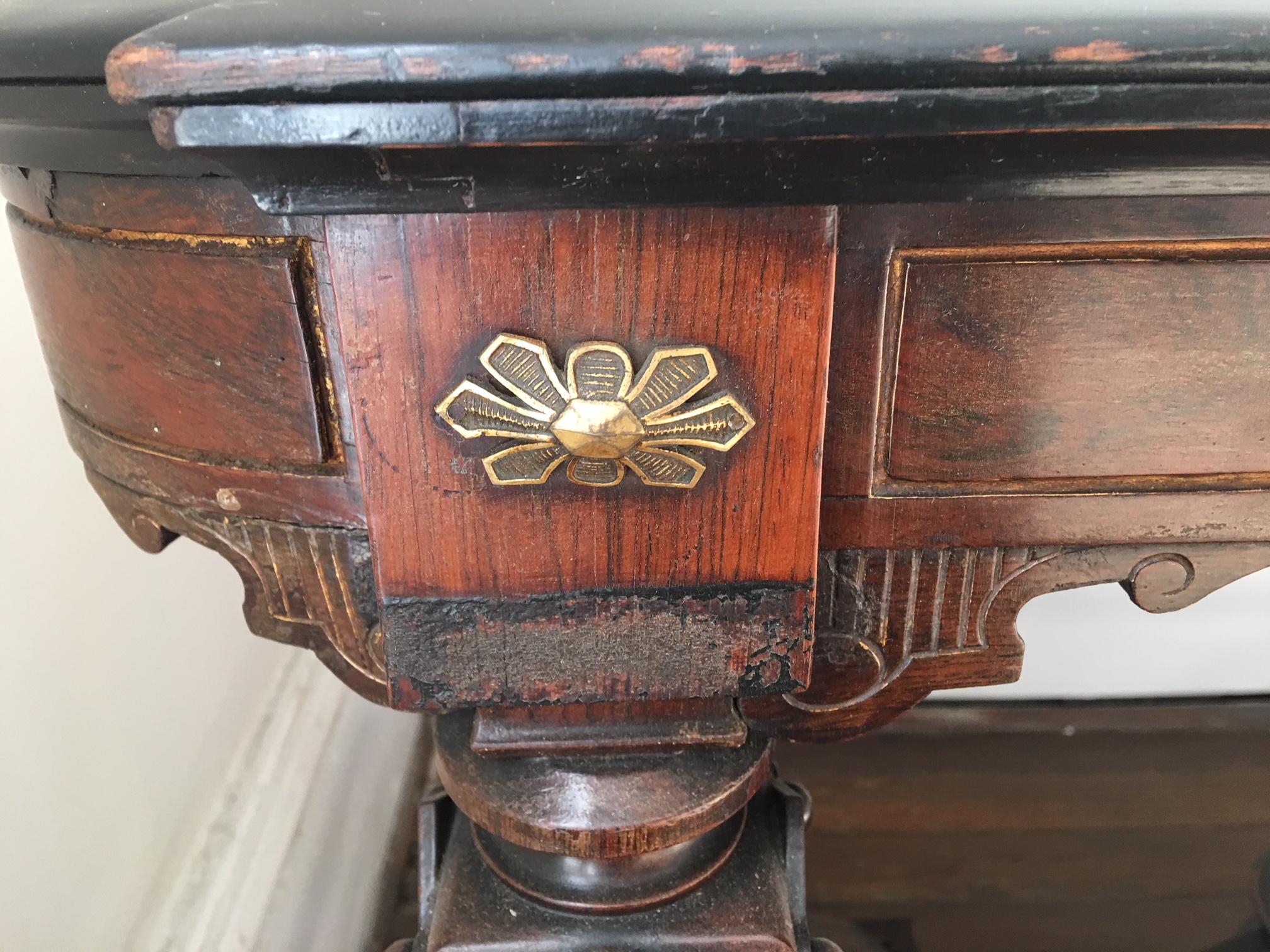 French Ormolu Mount Marquetry Bureau Plat or Desk, 19th Century 7