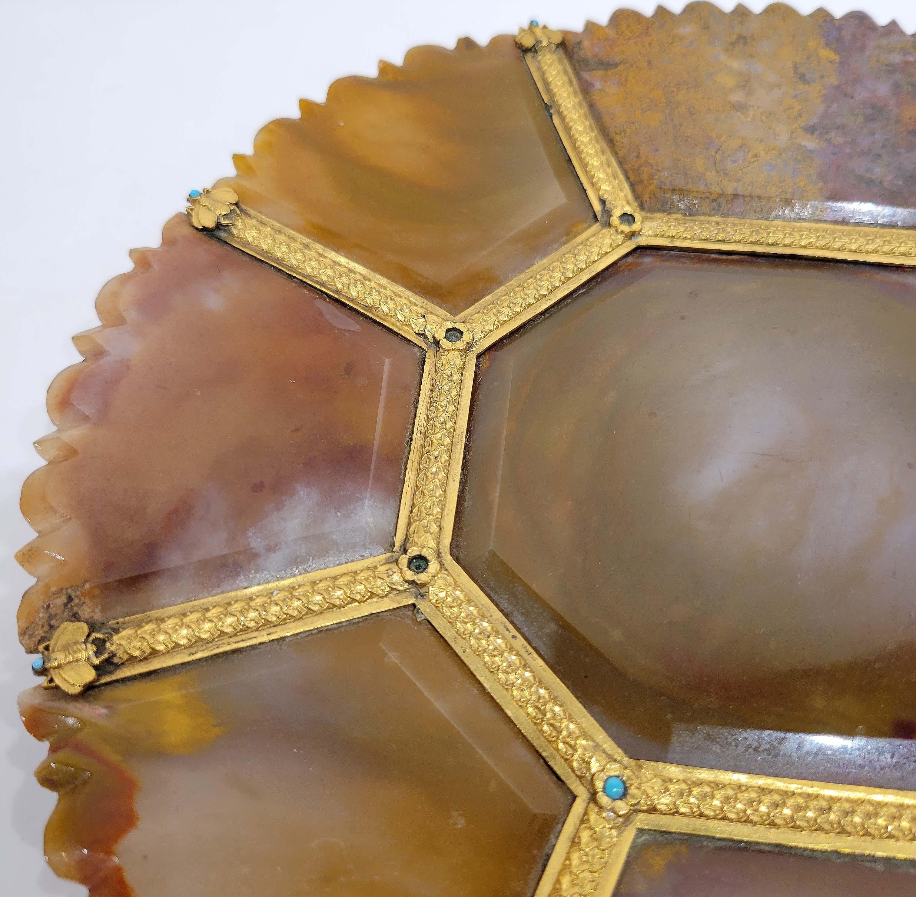 French Ormolu Mounted Agate Tray, Early 19th Century In Good Condition In New York, NY