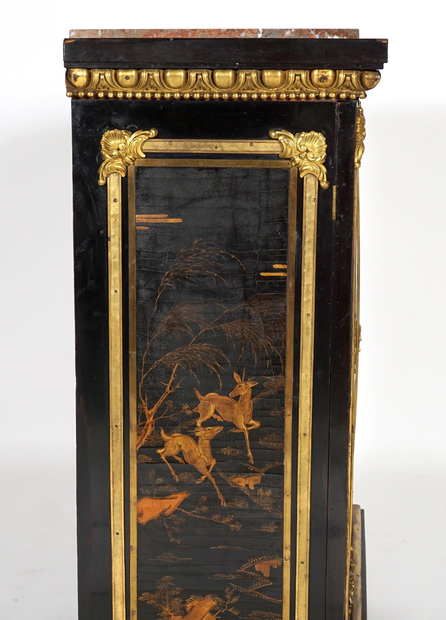 French Ormolu Mounted Inlaid Ebony and Chinese Coromandel Lacquer Cabinet 3