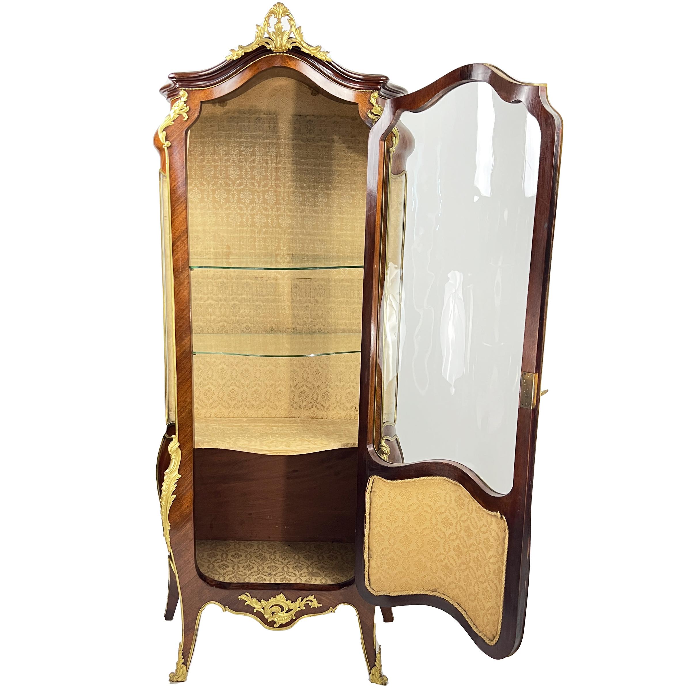 French, Ormolu Mounted and Painted Panel Vitrine Display Cabinet For Sale 2