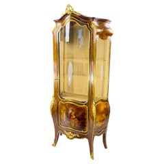 French, Ormolu Mounted and Painted Panel Vitrine Display Cabinet