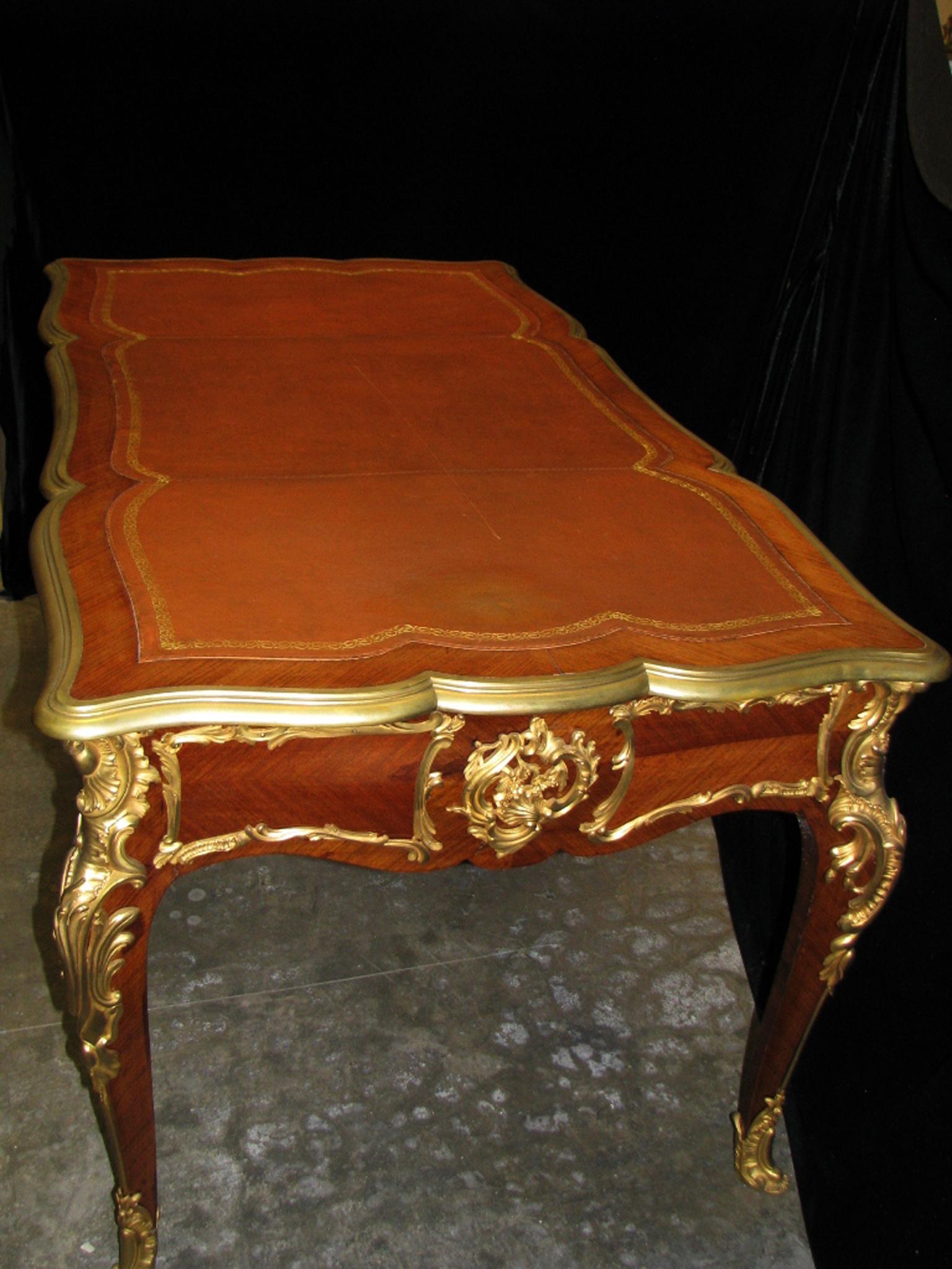 French Ormolu Mounted Bureau Plat Partner's Desk, 19th Century 4