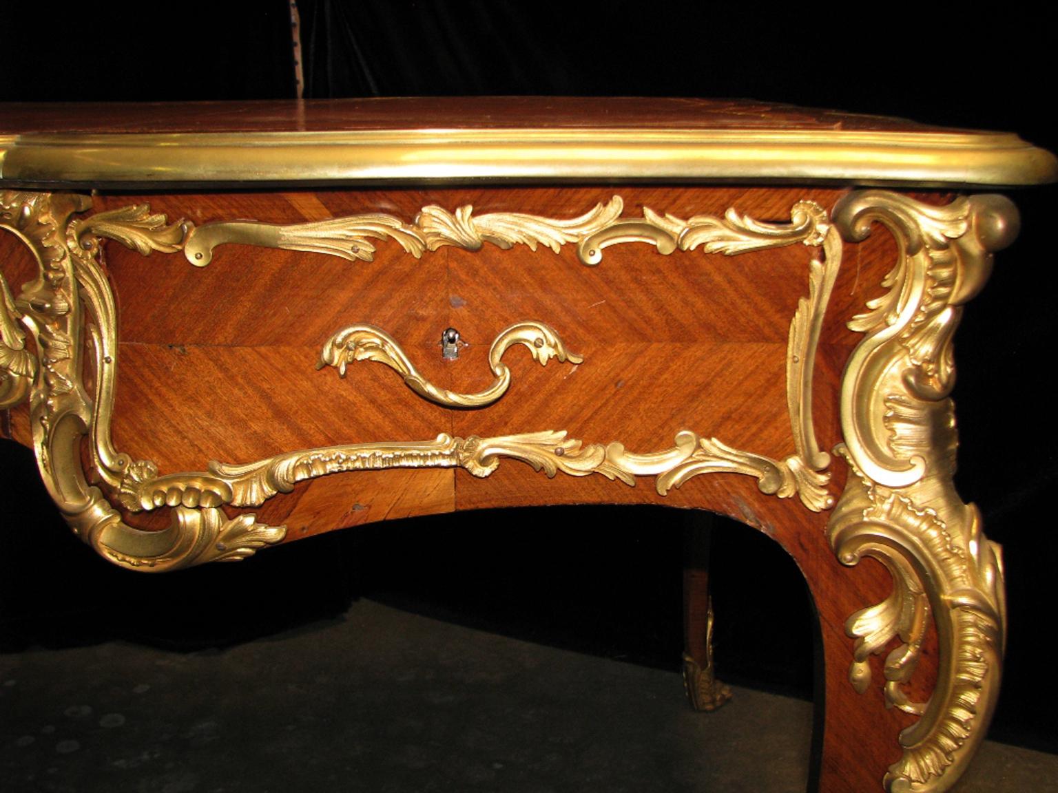 French Ormolu Mounted Bureau Plat Partner's Desk, 19th Century 7