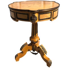 French Ormolu Mounted Centre Table, Burled Birds Eye Maple