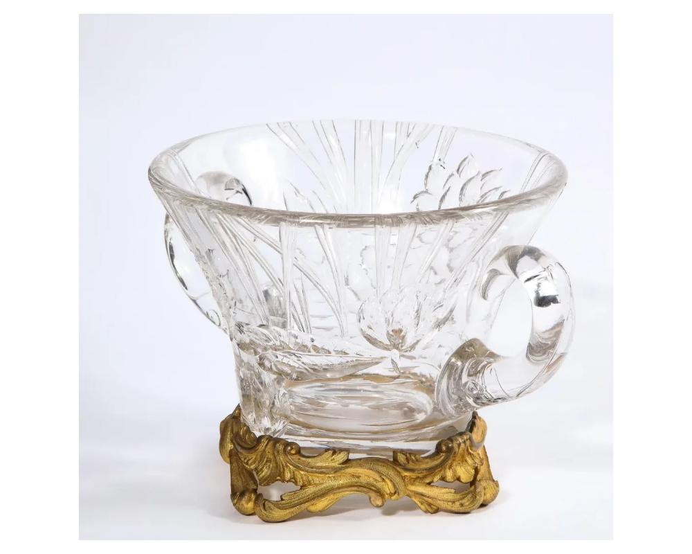 Napoleon III French Ormolu-Mounted Etched Glass Vase, Attributed to L'Escalier de Cristal For Sale