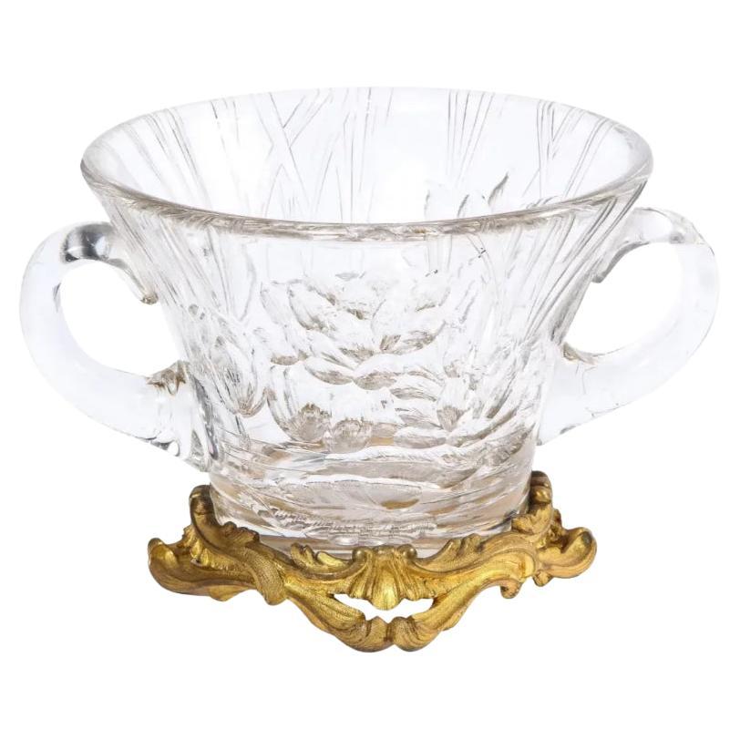 Französische Vase aus geätztem Glas mit Goldbronze-Montierung, L'Escalier de Cristal zugeschrieben