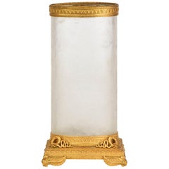French Ormolu Mounted Frosted and Textured Glass Vase, 19th Century