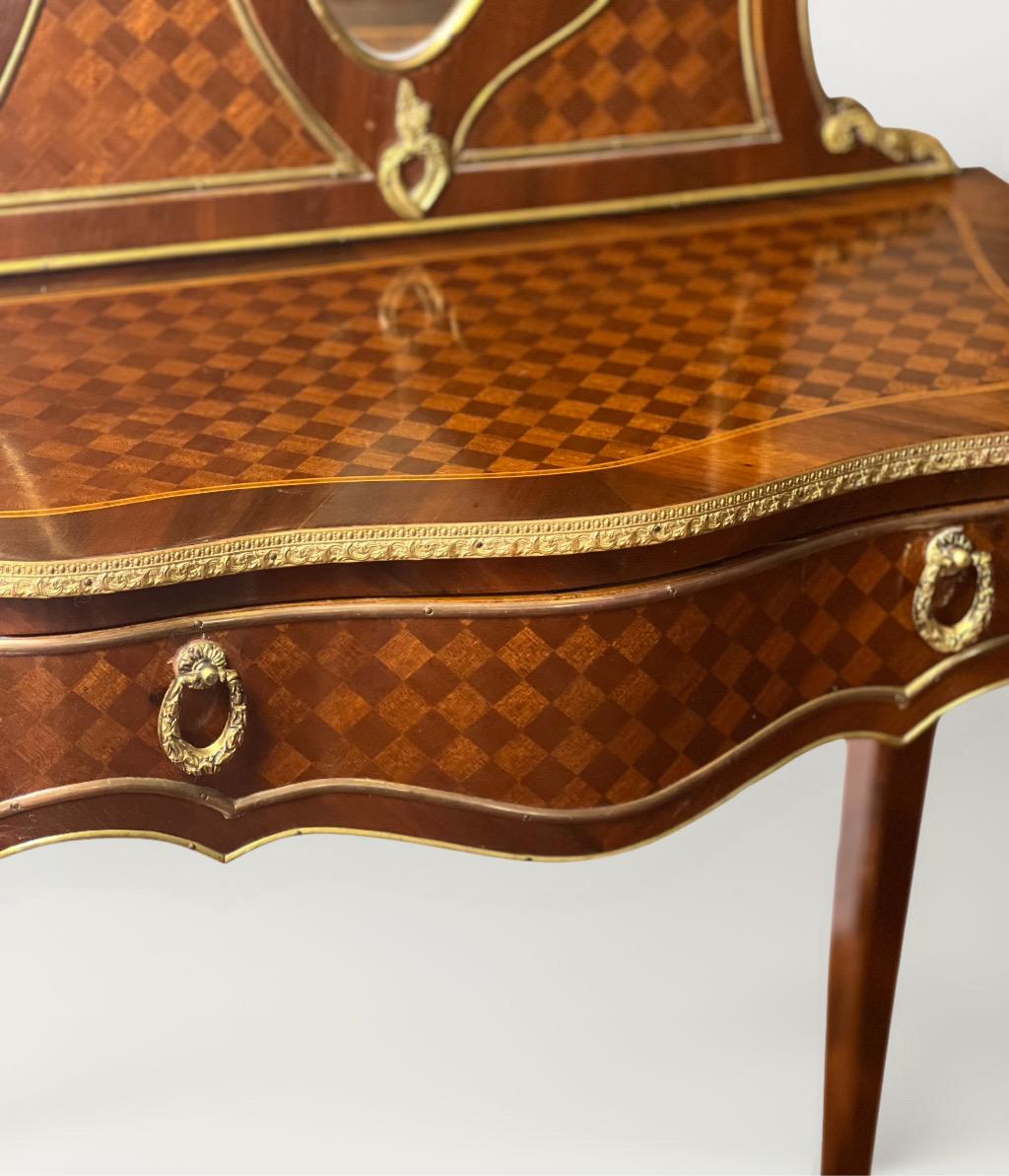 French Ormolu-Mounted Kingwood and Parquetry Vanity Dressing Table For Sale 6