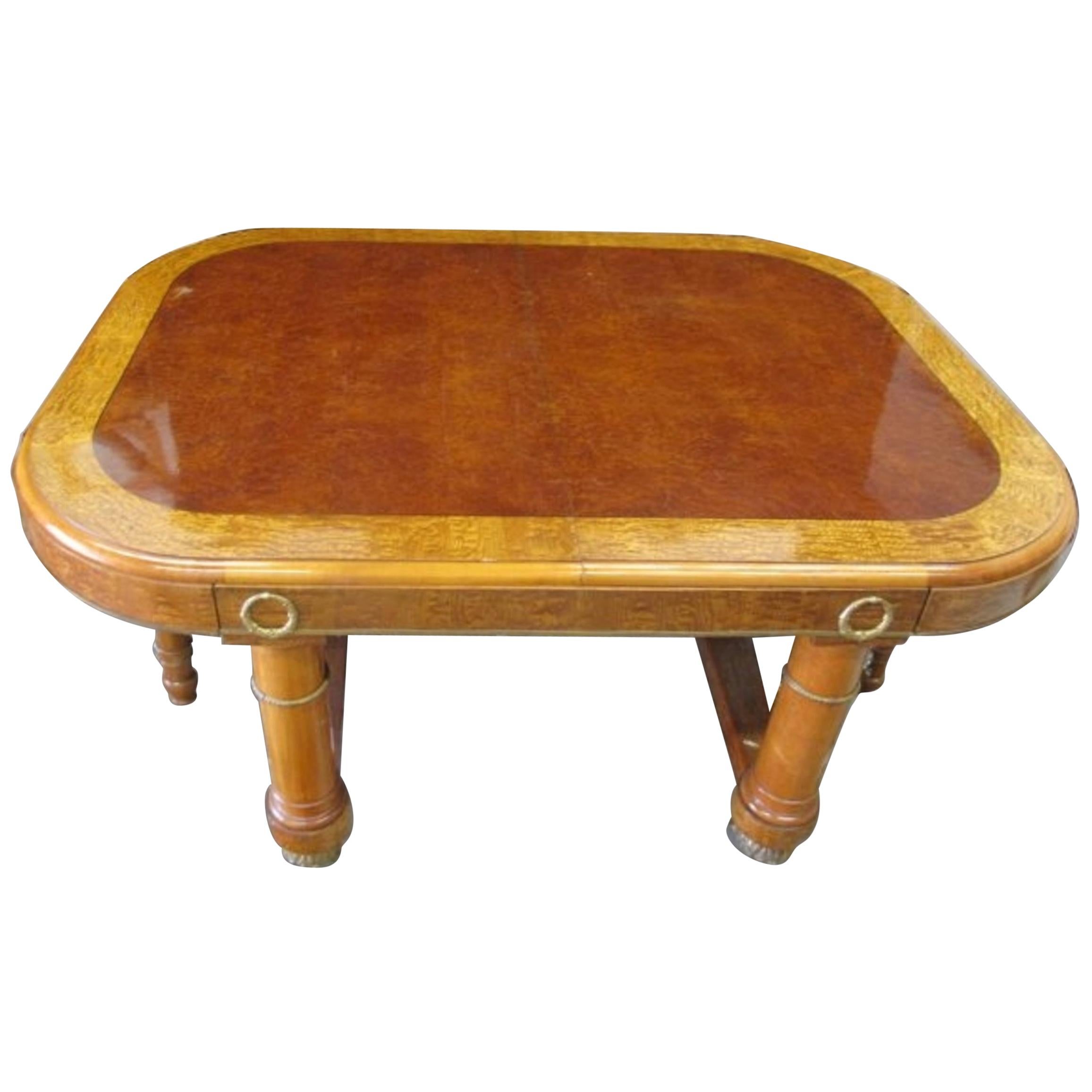 French Ormolu-Mounted Lacewood Dining Table For Sale