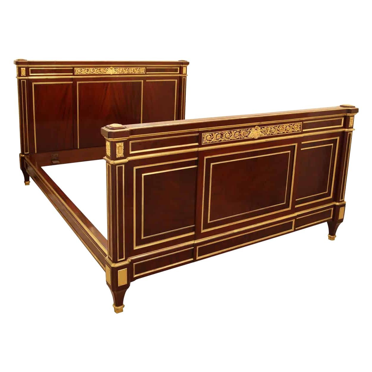 French Ormolu-Mounted Mahogany Bed by Gervais-Maximilien-Eugène Durand
