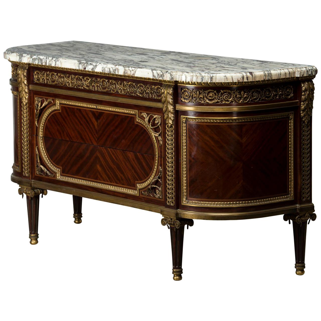 French Ormolu-Mounted Mahogany Commode after the Model by Jean-Francois Leleu