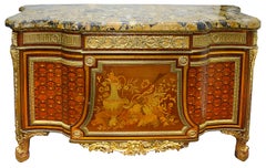 French Ormolu Mounted Mahogany Parquetry Commode, After Riesener