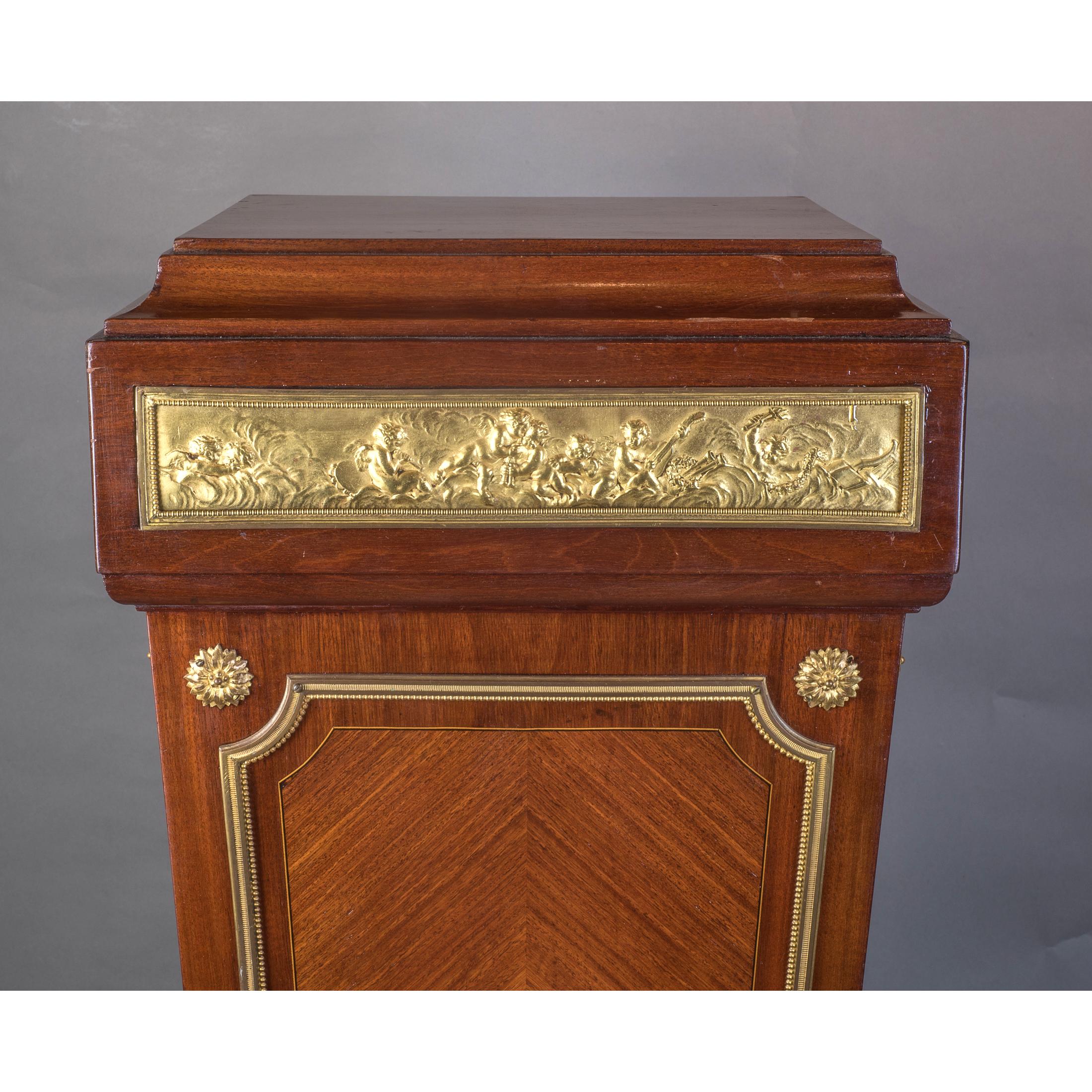 19th Century French Ormolu Mounted Mahogany Pedestals For Sale