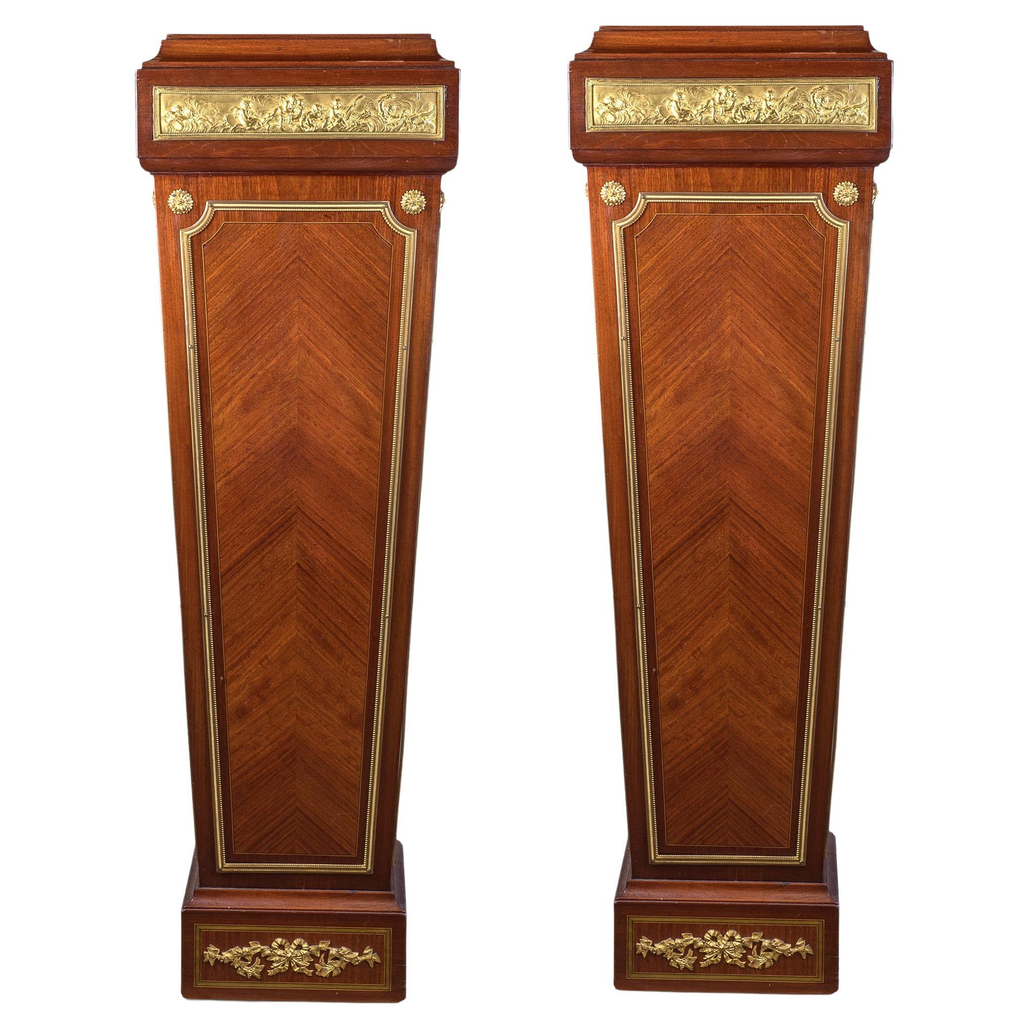 French Ormolu Mounted Mahogany Pedestals For Sale