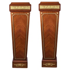 French Ormolu Mounted Mahogany Pedestals