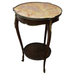 Antique French Ormolu Mounted Marble End Table 2 Tier