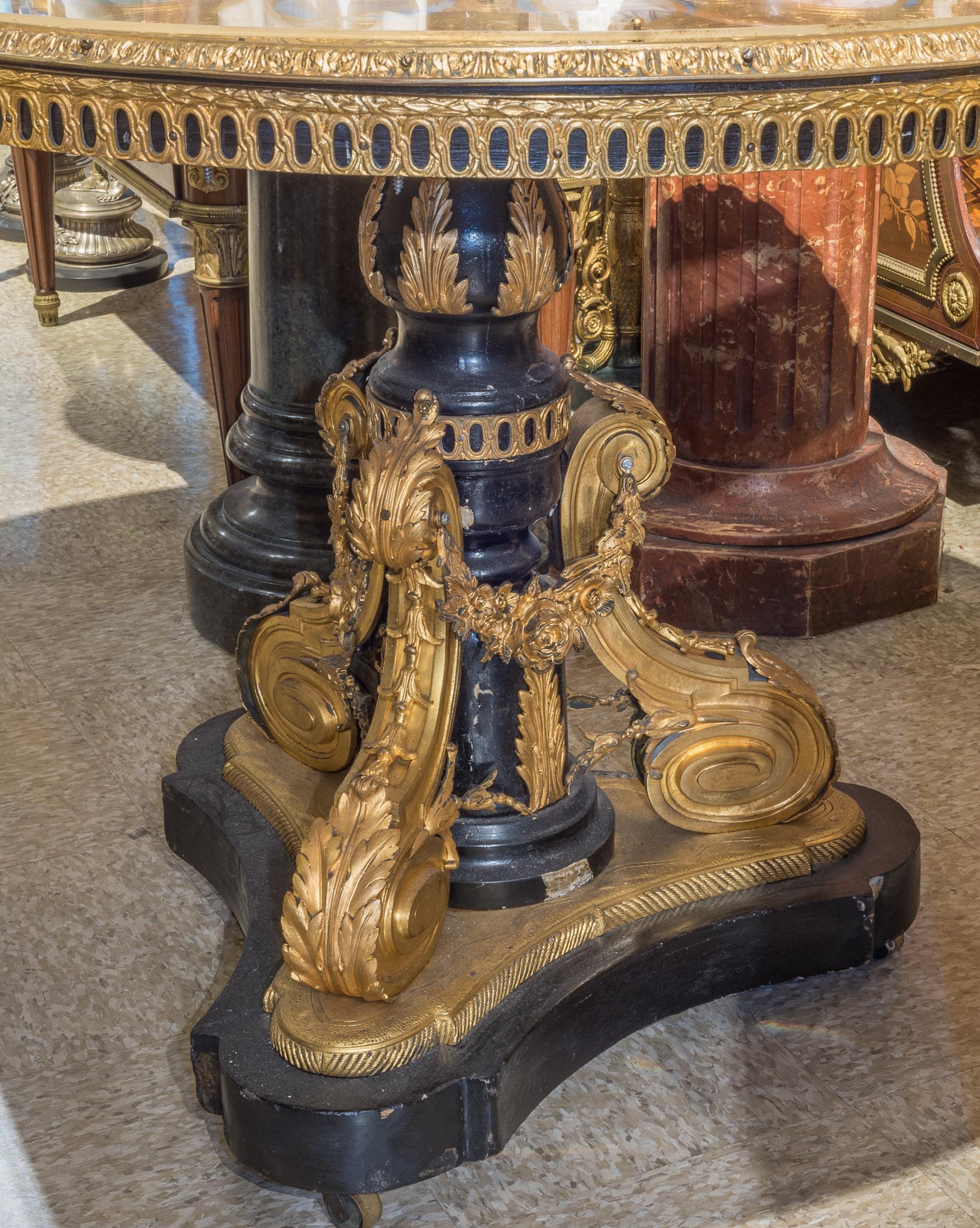 19th Century French Ormolu-Mounted Painted Wood and Sevres Porcelain Guéridon For Sale