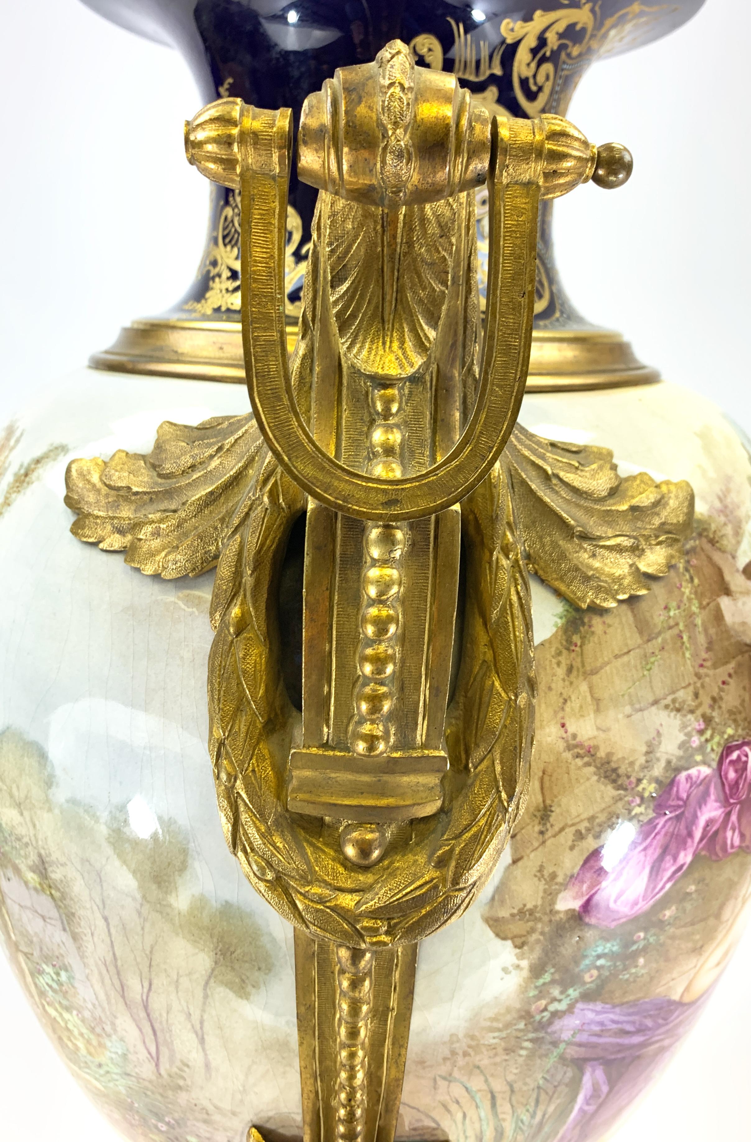 French Ormolu Mounted Sevres Style Porcelain Vase 7