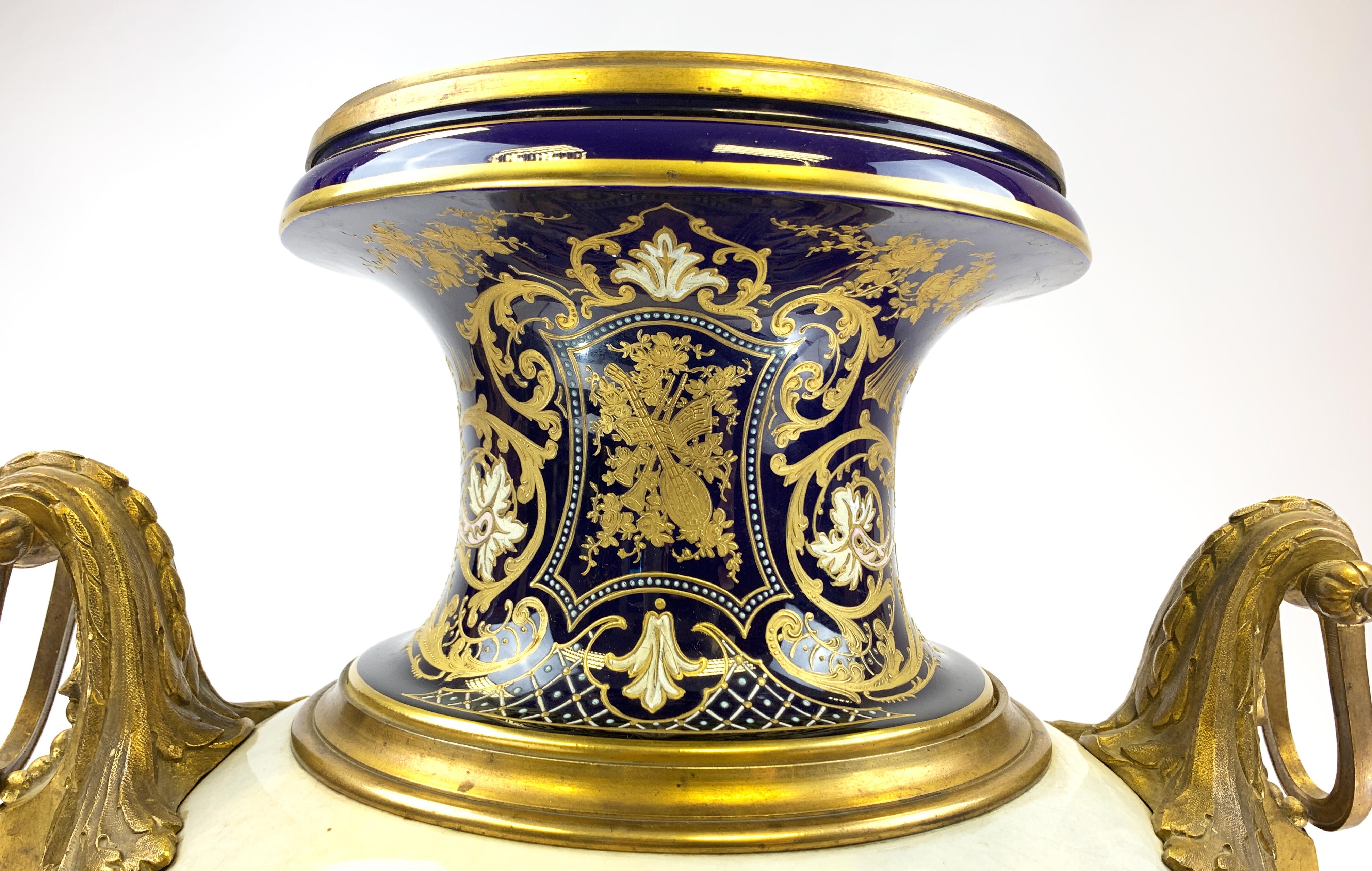 French Ormolu Mounted Sevres Style Porcelain Vase 5