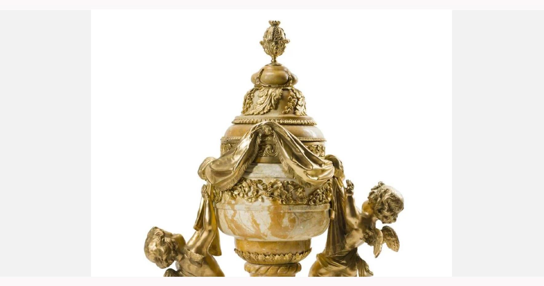French Ormolu Mounted Siena Marble Figural Centerpiece 1