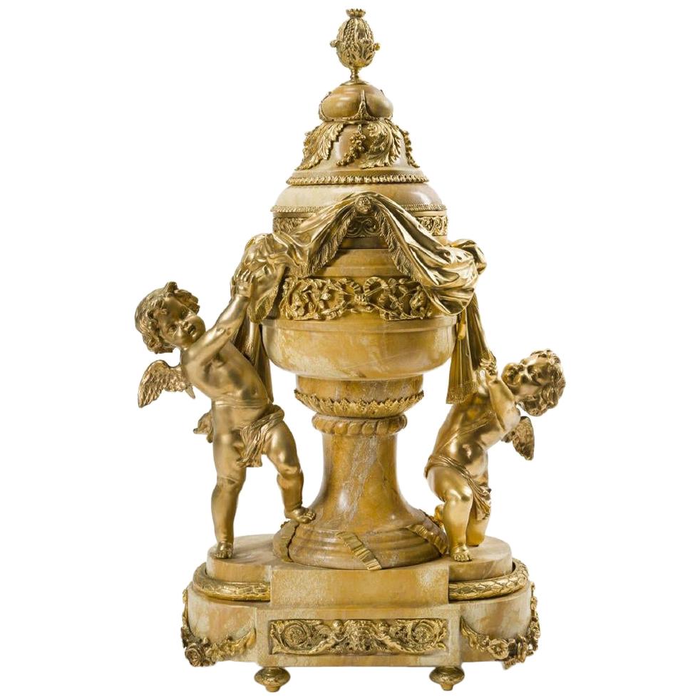 French Ormolu Mounted Siena Marble Figural Centerpiece