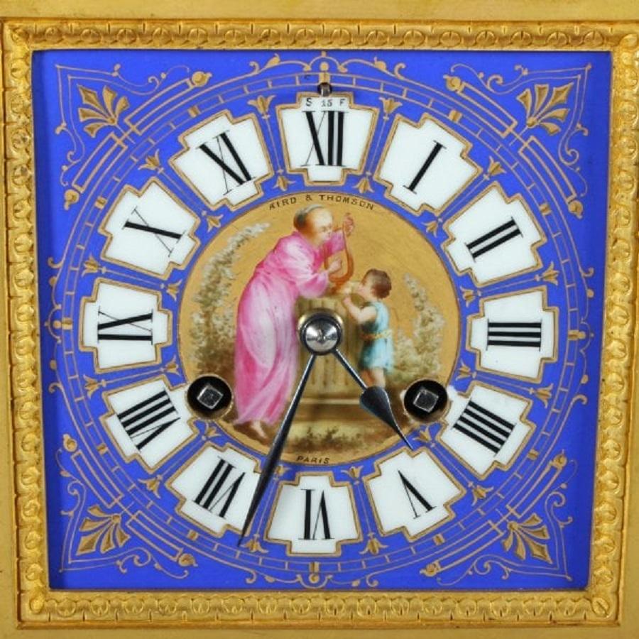 French Ormolu & Porcelain Clock Garniture, 19th Century In Good Condition For Sale In London, GB