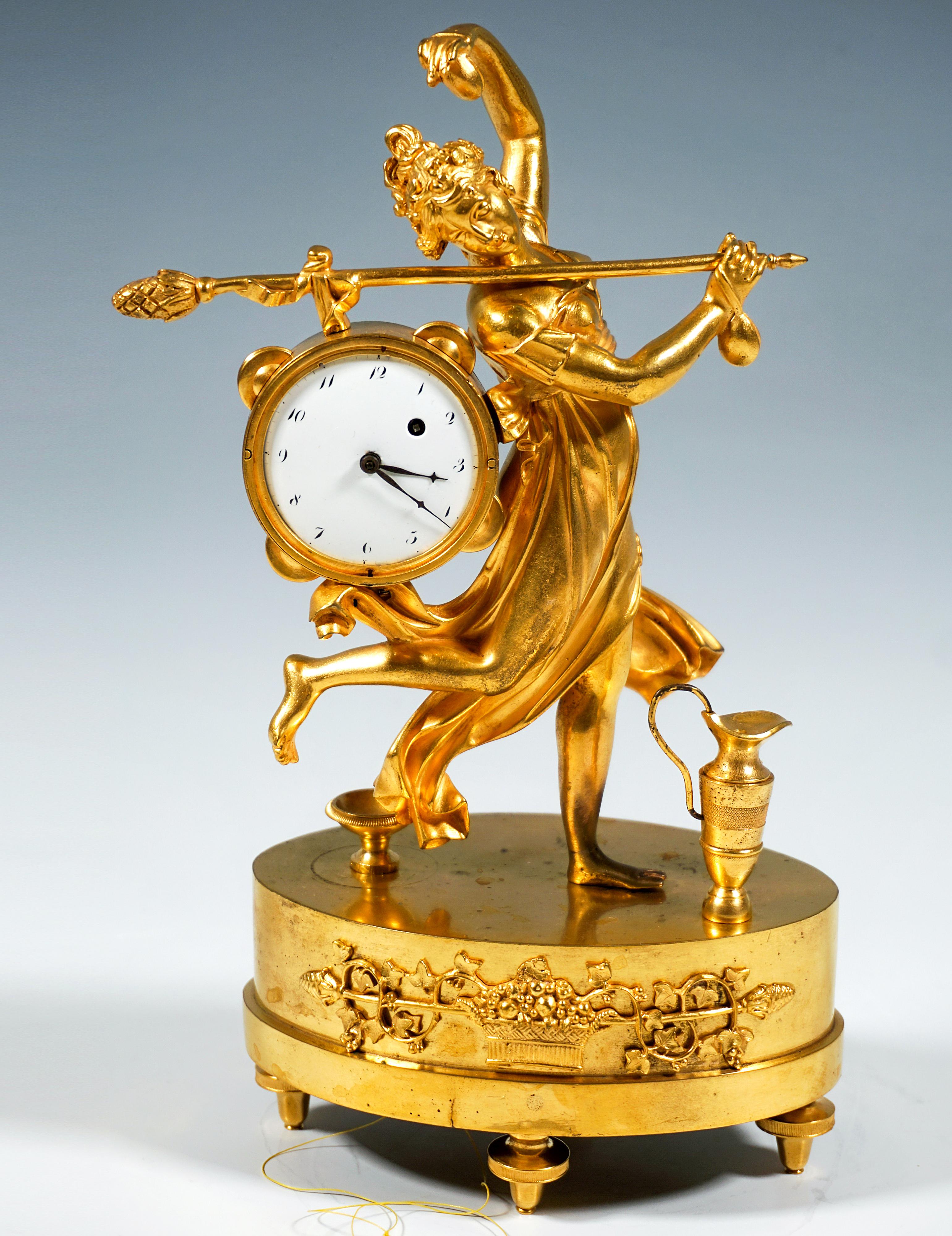 Early 19th Century French Ormolu Table Clock, Bacchante Dancing With Tambourine, Paris, Around 1810