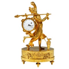 French Ormolu Table Clock, Bacchante Dancing With Tambourine, Paris, Around 1810