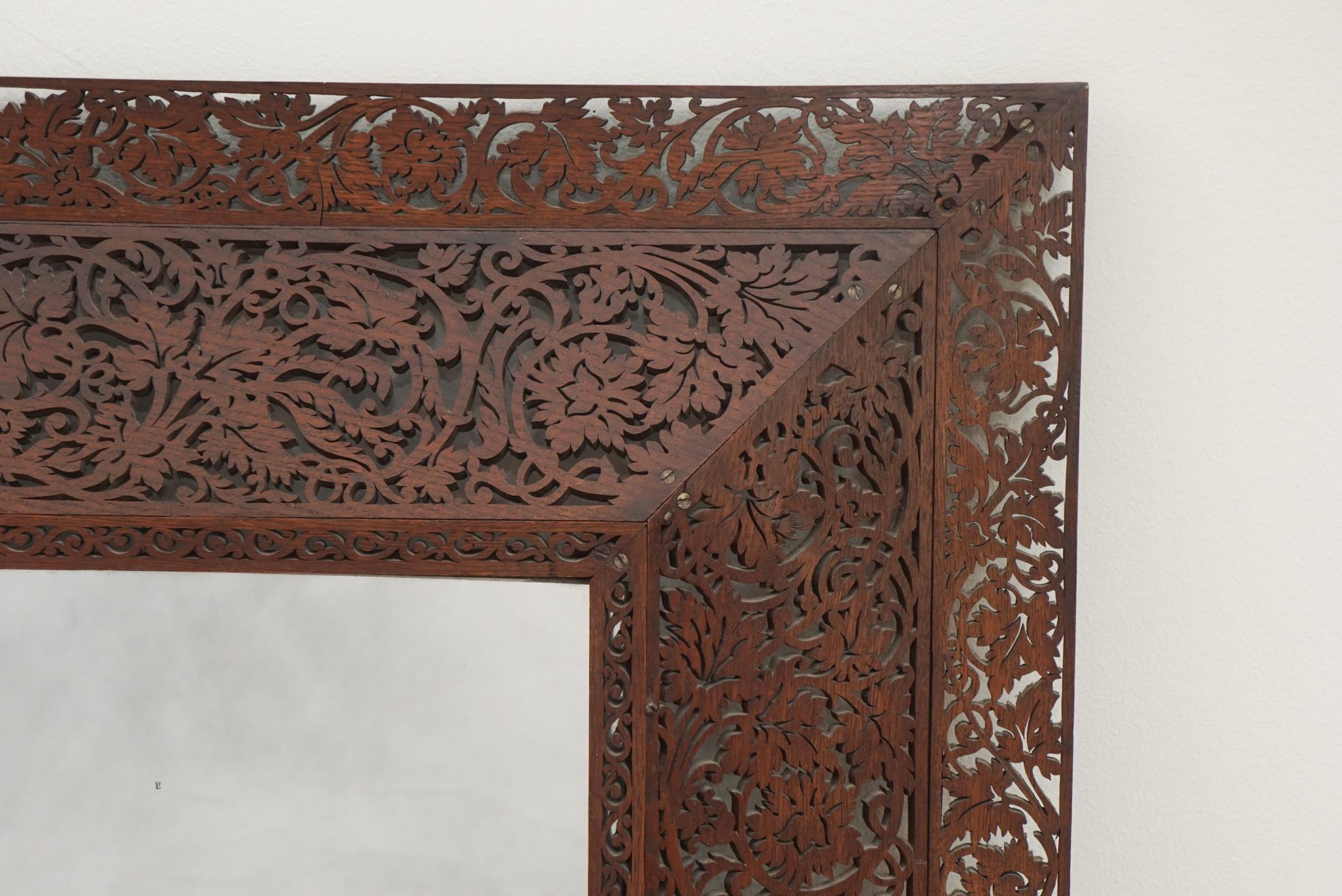 19th Century French Ornate Carved Wood Frame Mirror For Sale