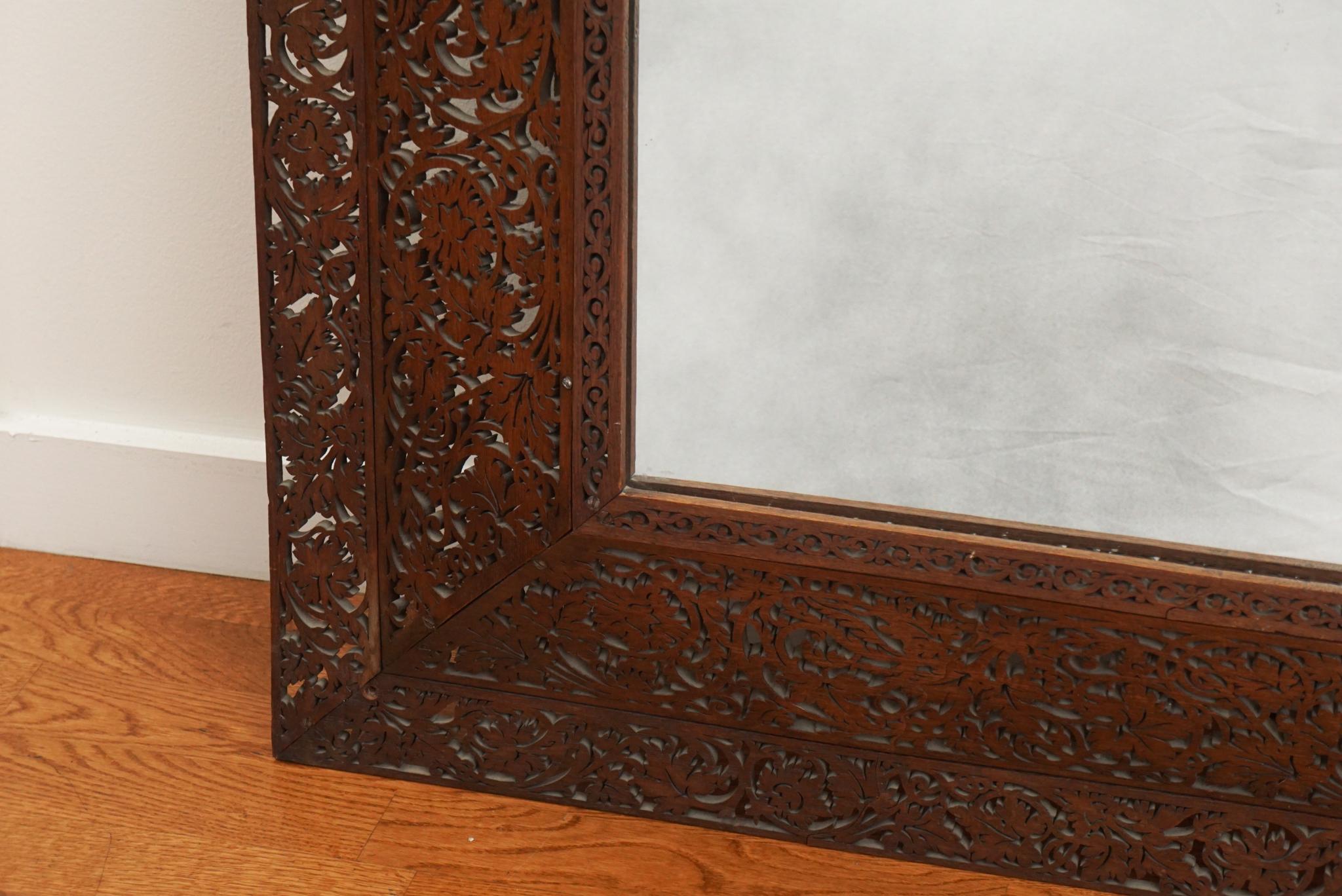 French Ornate Carved Wood Frame Mirror For Sale 1