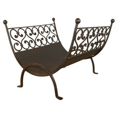 French Ornate Iron Log Holder/Magazine Rack 1920's