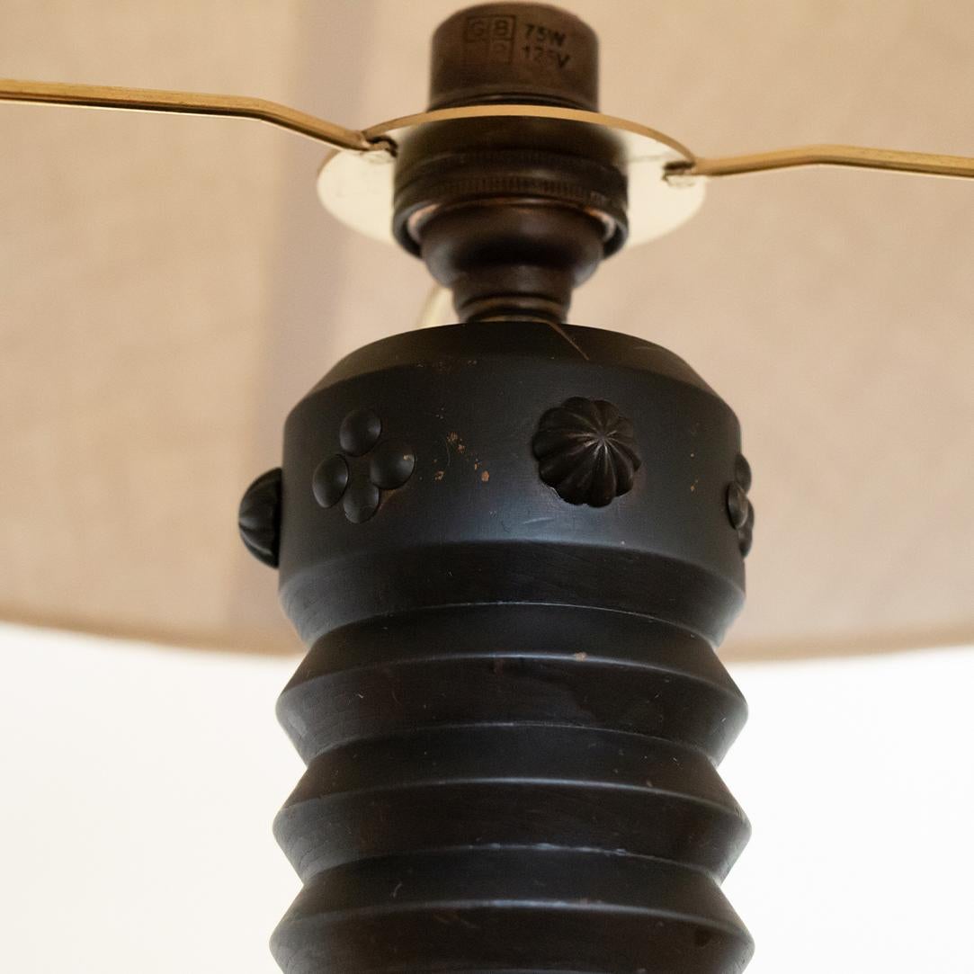 Linen French Ornate Wood Table Lamp