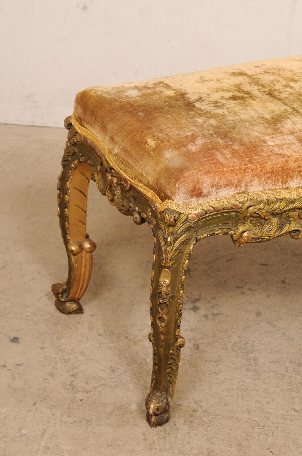 French Ornately-Carved & giltwood Bench, 19th Century In Good Condition In Atlanta, GA