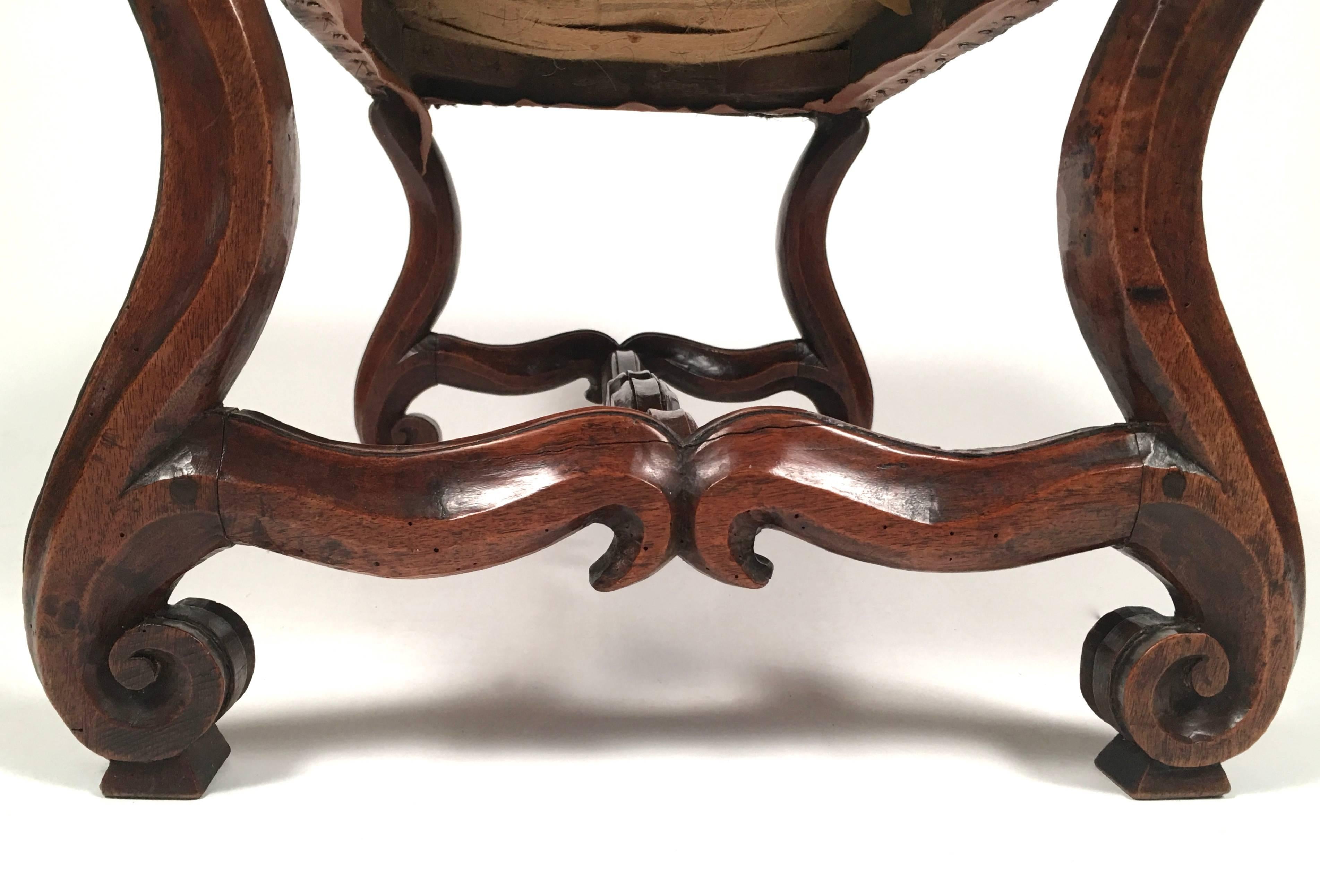 19th Century French Os de Mouton Carved Walnut Ottoman