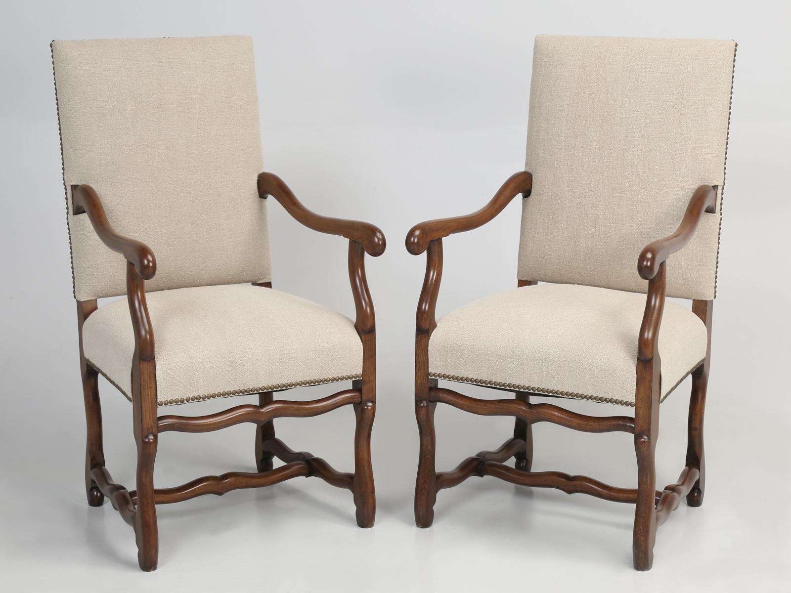 French Os De Mouton Dining Chairs, Set of 8, Irish Linen, Completely Restored 5