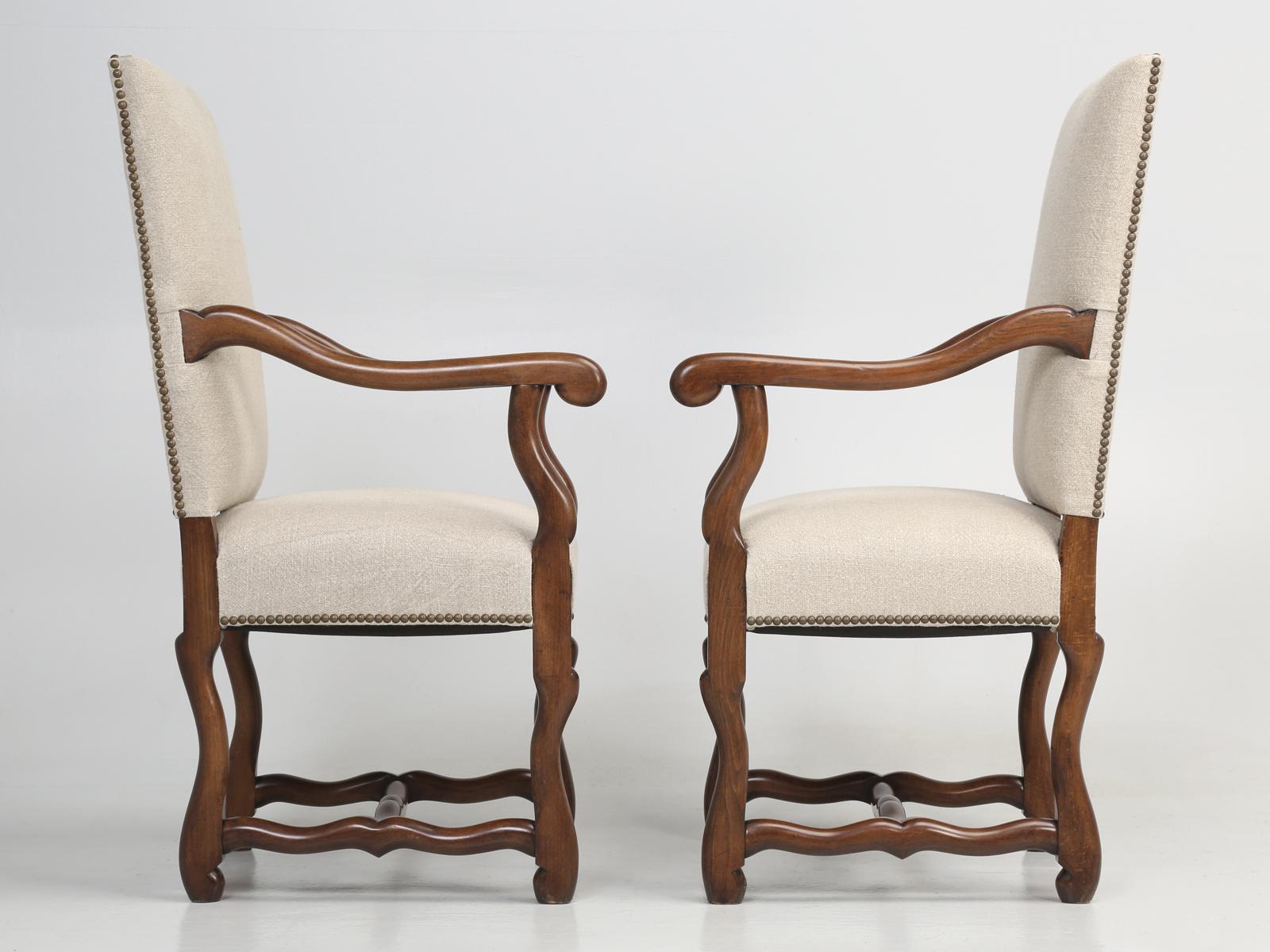 French Os De Mouton Dining Chairs, Set of 8, Irish Linen, Completely Restored 10