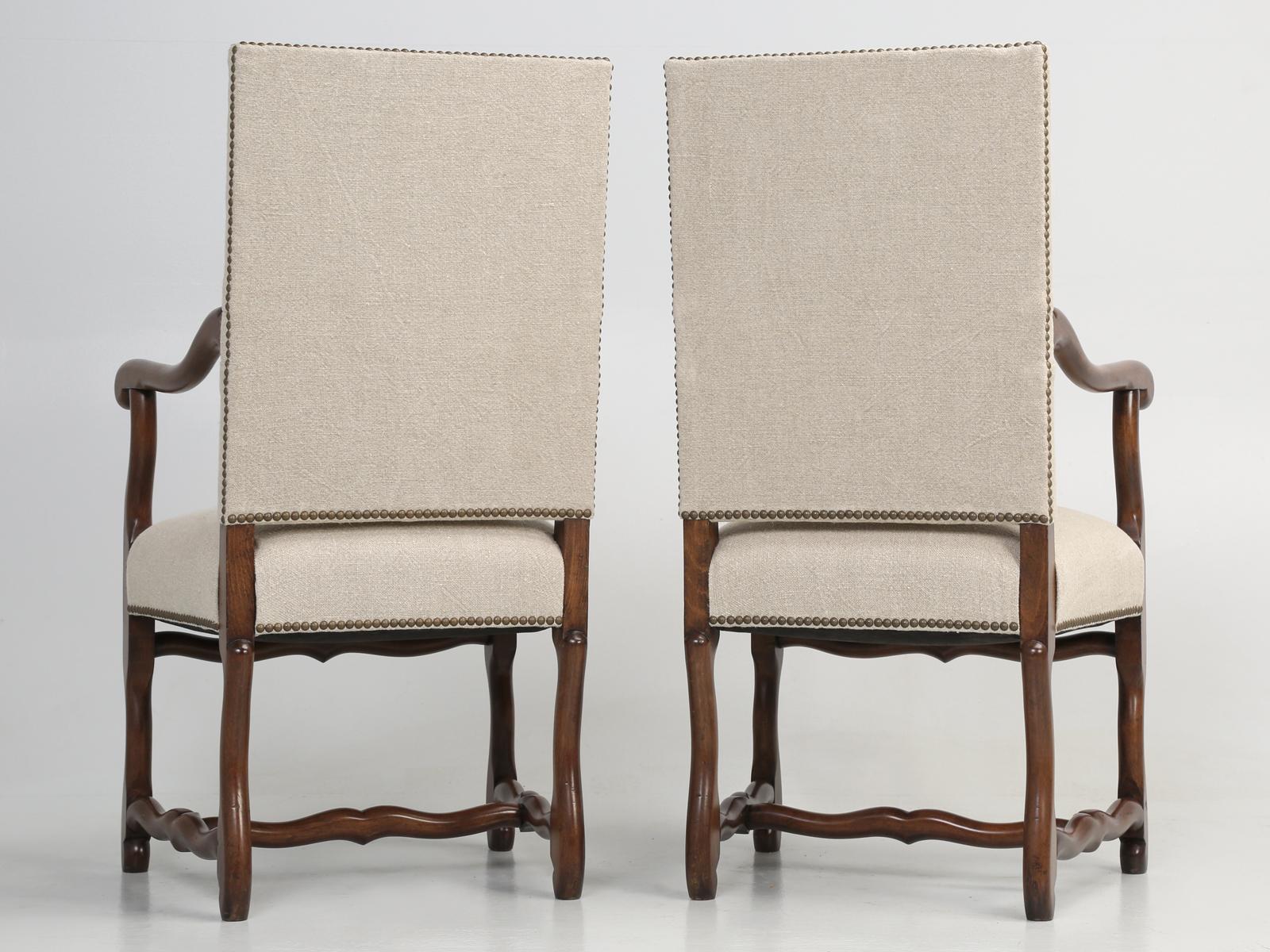 French Os De Mouton Dining Chairs, Set of 8, Irish Linen, Completely Restored 11