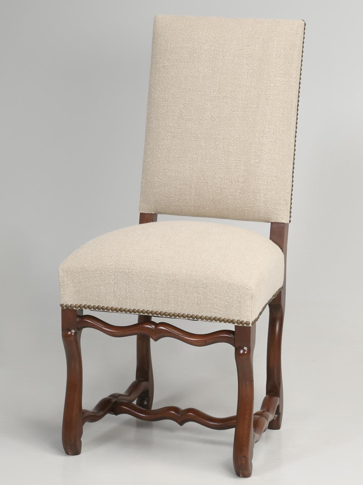 French Os De Mouton Dining Chairs, Set of 8, Irish Linen, Completely Restored 2