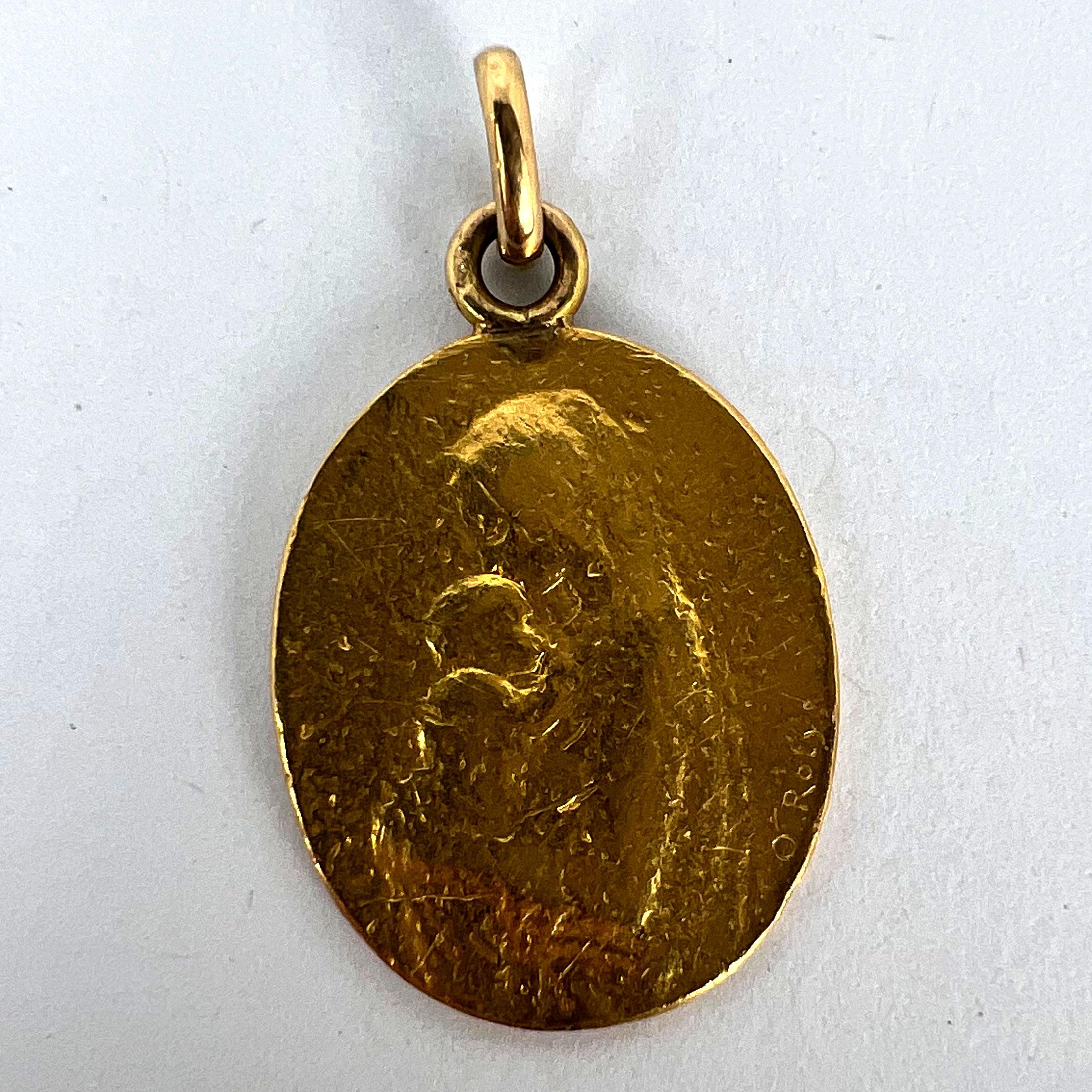 French Oscar Roty Madonna and Child 22K Yellow Gold Charm Pendant For Sale 7