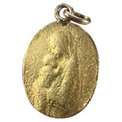 Antique French Oscar Roty Madonna and Child 22K Yellow Gold Charm Pendant