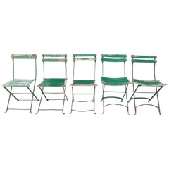 Used French Outdoor Folding Garden Chairs