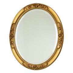 French Oval Bevelled Mirror with Rose Gold Finish 58cm