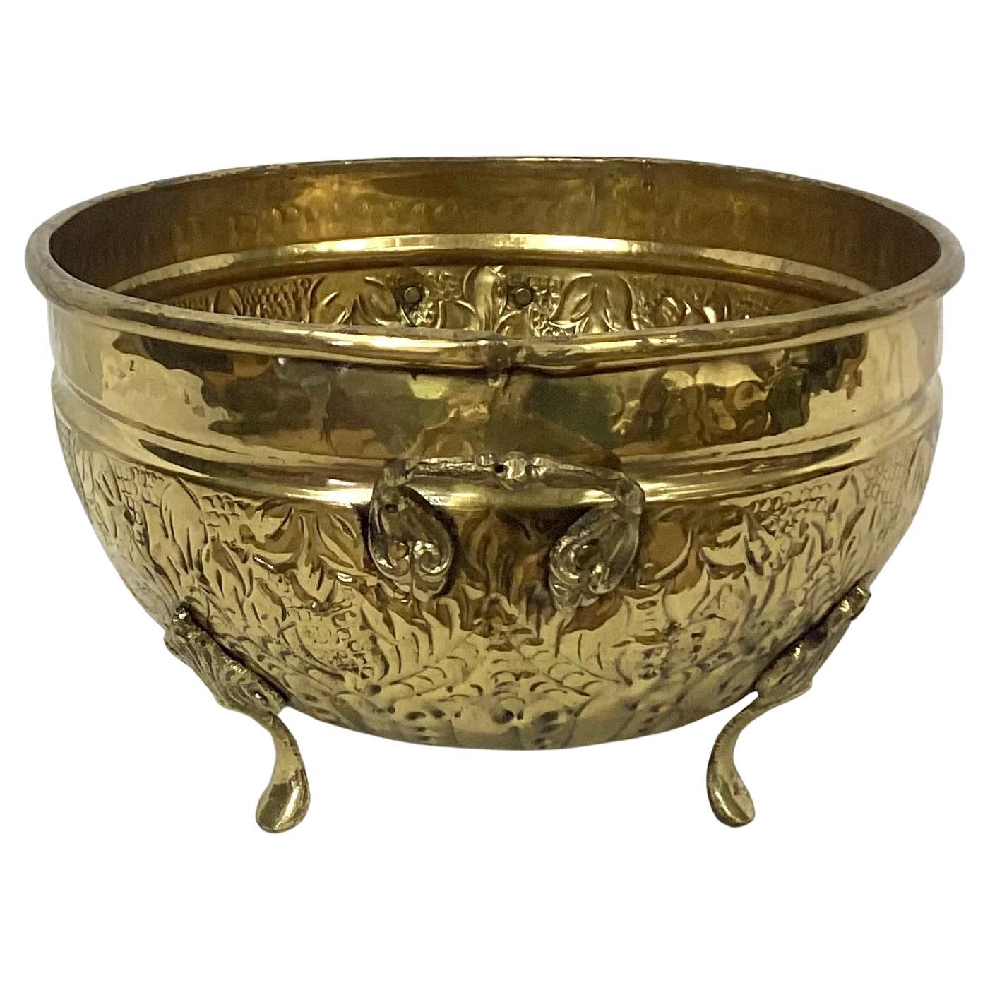 British French Oval Brass Planter / Jardiniere For Sale