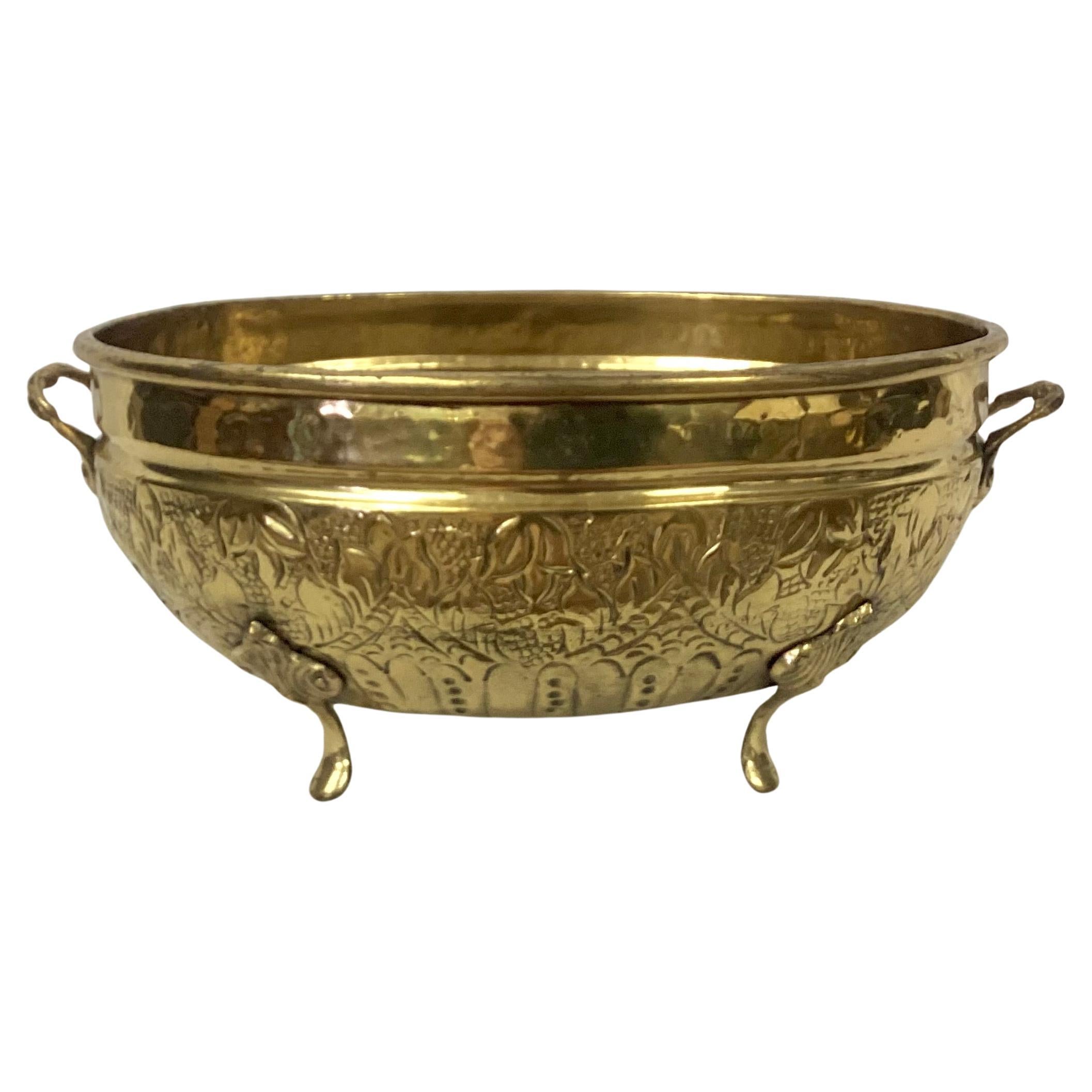 French Oval Brass Planter / Jardiniere For Sale