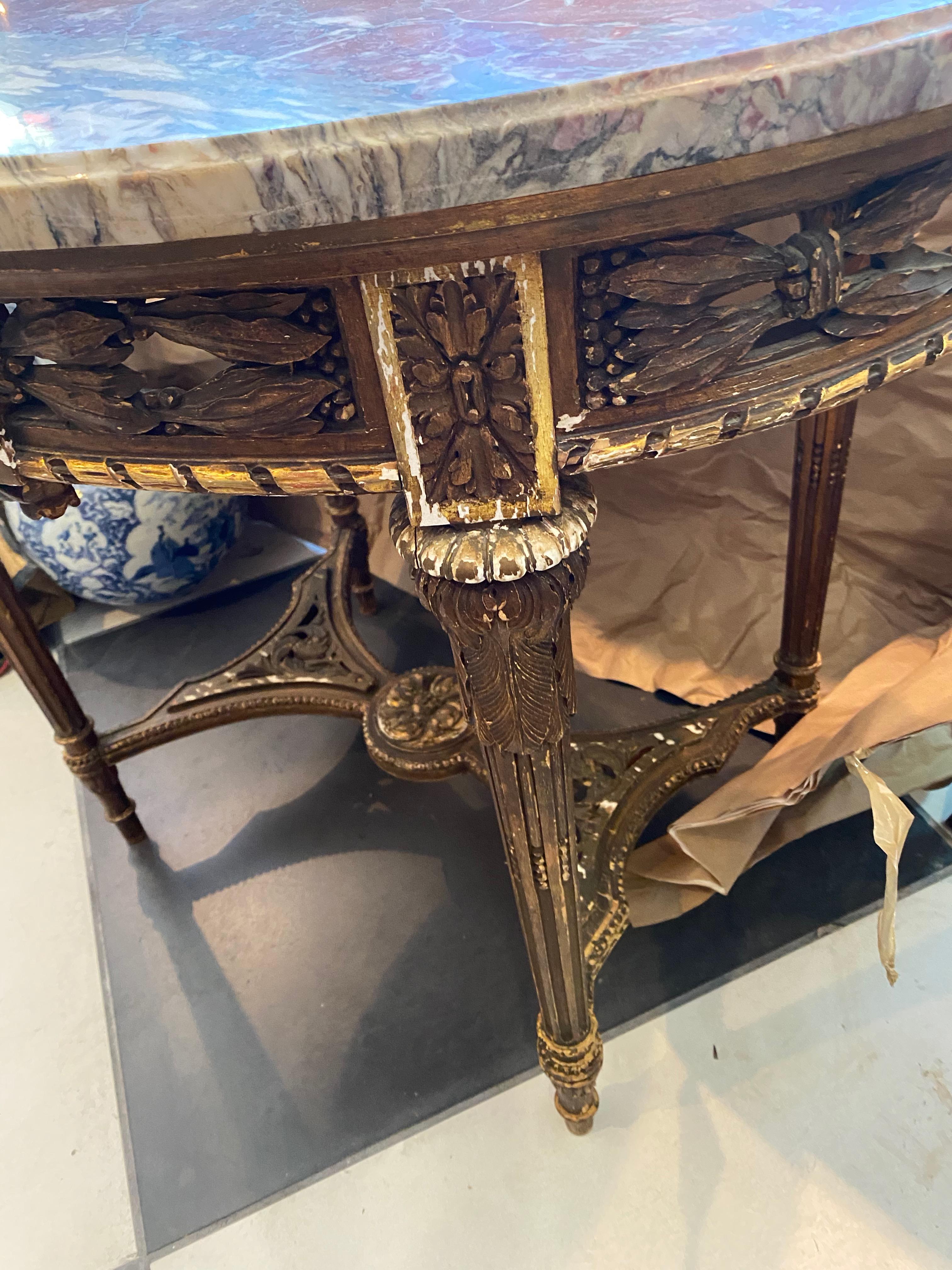Carved French Oval Center Table